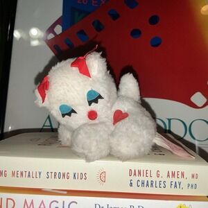 Vintage Treasure Masters White Cat Plush Mcm Mid Century Modern Small Heart